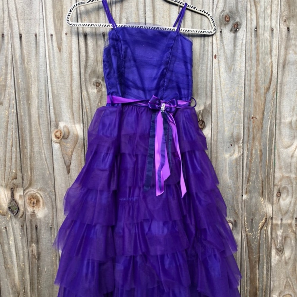 JoyKids Girls Purple Flower Girl Formal Dress